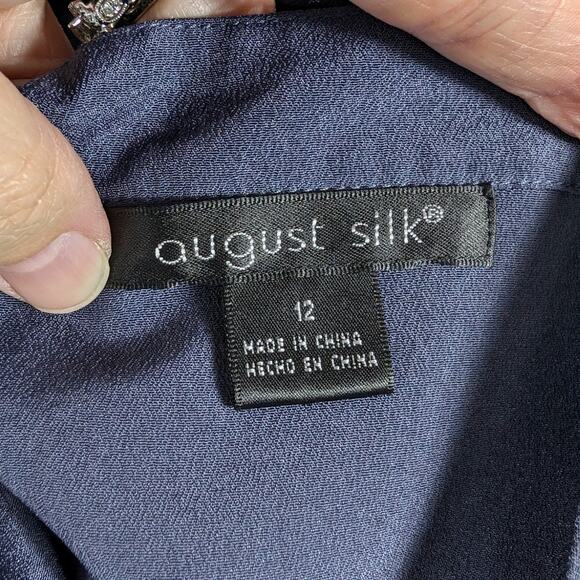 August Silk Skirt Womens 12 Asymmetrical Tiers Ruffles Blue Polyester Short - Picture 3 of 10